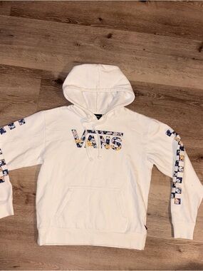 Vans White Hoodie with Floral Checker Logo